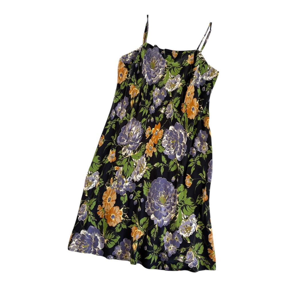 Farm Rio Capri Floral Mini Slip Dress Women’s Medium NWT Black Draped Neckline - Picture 2 of 8